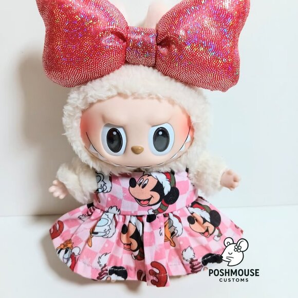 Disney Mickey Holiday Christmas Dress with Oversized Bow Labubu Outfit - Picture 2 of 6